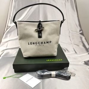 Longchamp small Roseau Canvas Bucket Bag
